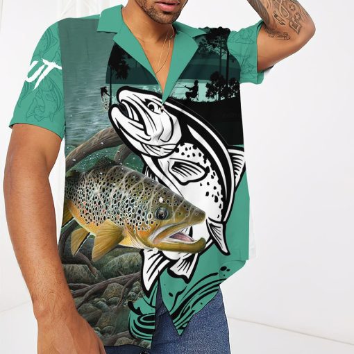 Gearhumans 3D Trout Fishing Custom Hawaiian Shirt
