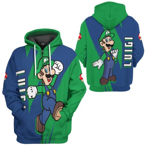 Gearhumans 3D Happy Luigi Custom Hoodie Tshirt Apparel