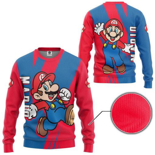 Gearhumans 3D Happy Mario Custom Hoodie Tshirt Apparel