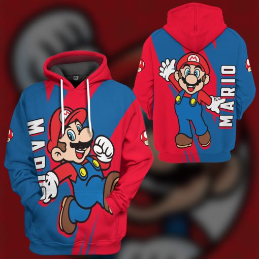 Gearhumans 3D Happy Mario Custom Hoodie Tshirt Apparel