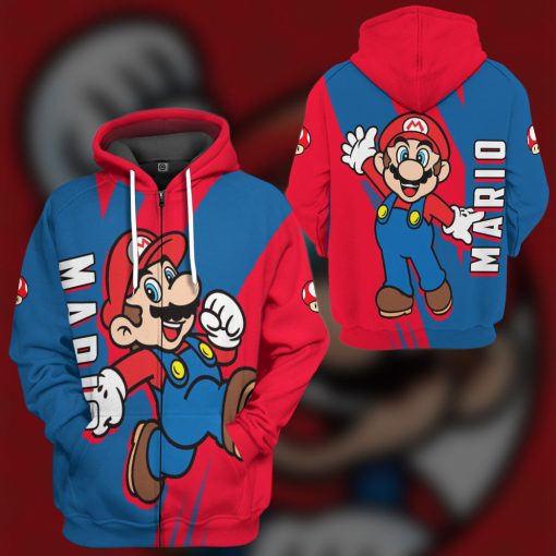 Gearhumans 3D Happy Mario Custom Hoodie Tshirt Apparel