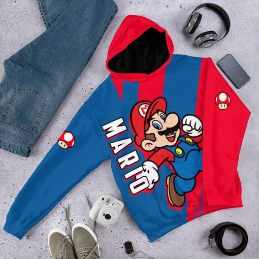 Gearhumans 3D Happy Mario Custom Hoodie Tshirt Apparel