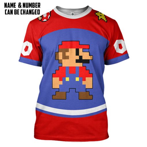 Gearhumans 3D Mario Sports Ver 2 Custom Name Custom Number Hoodie Tshirt Apparel - Image 3
