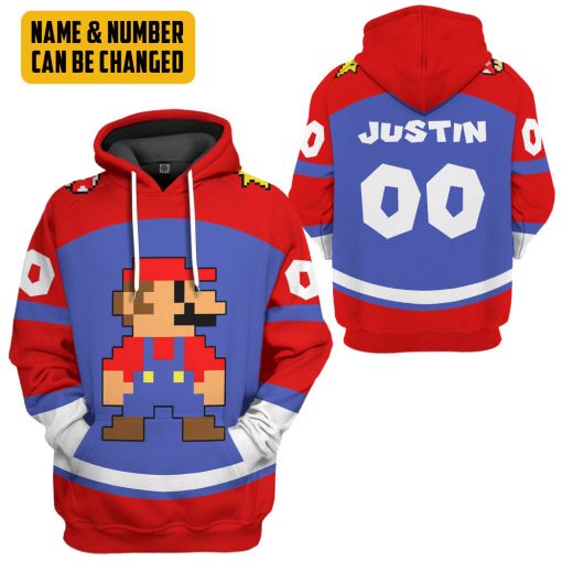 Gearhumans 3D Mario Sports Ver 2 Custom Name Custom Number Hoodie Tshirt Apparel - Image 5
