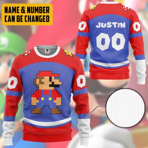 Gearhumans 3D Mario Sports Ver 2 Custom Name Custom Number Hoodie Tshirt Apparel - Image 9