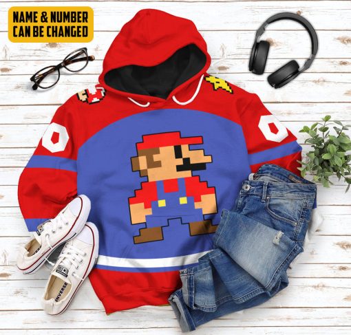 Gearhumans 3D Mario Sports Ver 2 Custom Name Custom Number Hoodie Tshirt Apparel - Image 12