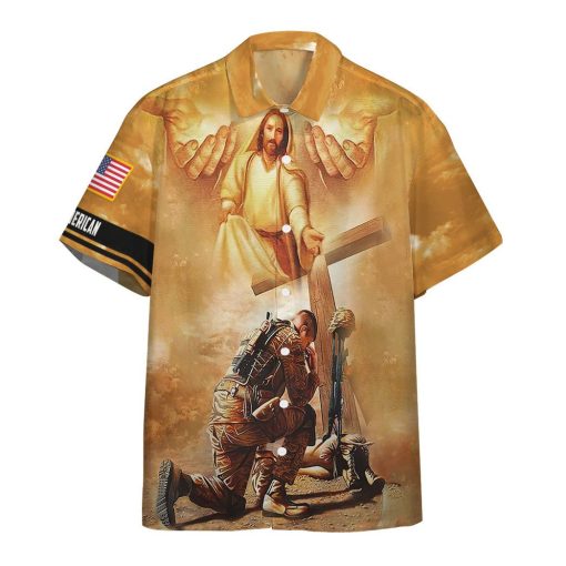 Gearhumans 3D US Veteran Jesus Custom Hawaiian Shirt