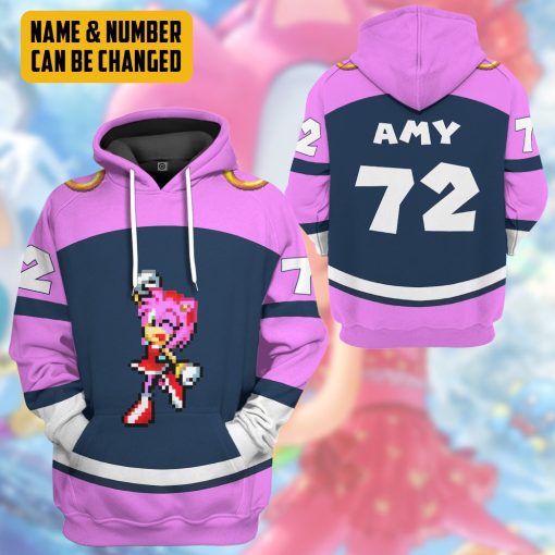 Gearhumans 3D STH Amy Rose Custom Name Custom Number Tshirt Hoodie Apparel