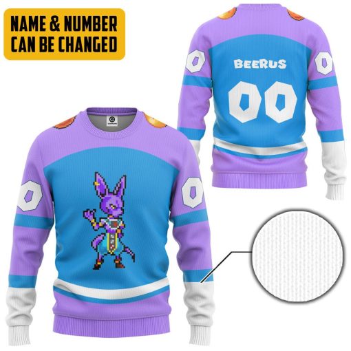 Gearhumans 3D DBZ Beerus Custom Name Custom Number Tshirt Hoodie Apparel - Image 6