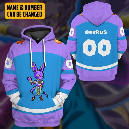Gearhumans 3D DBZ Beerus Custom Name Custom Number Tshirt Hoodie Apparel - Image 9