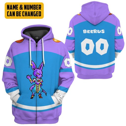 Gearhumans 3D DBZ Beerus Custom Name Custom Number Tshirt Hoodie Apparel - Image 8