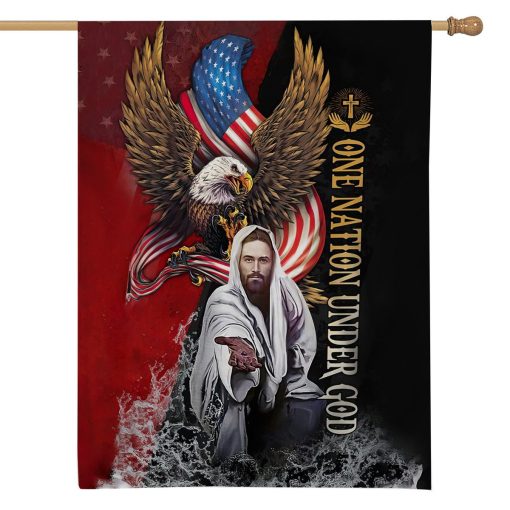 Gearhumans 3D Veteran Gift One Nation Under God Custom Flag - Image 2