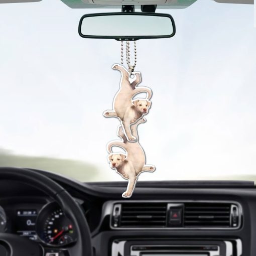 Gearhumans 3D Yoga Golden Labrador One Arm Handstand Custom Car Hanging - Image 3