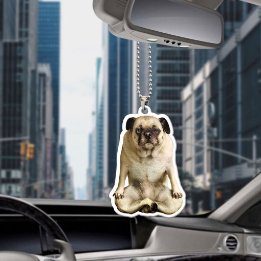 Gearhumans 3D Yoga Pug Lotus Pose Custom Car Hanging - Image 6