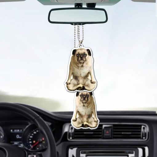 Gearhumans 3D Yoga Pug Lotus Pose Custom Car Hanging - Image 4