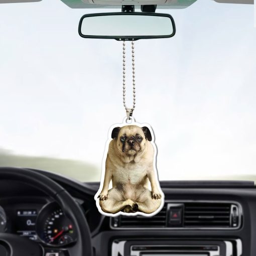 Gearhumans 3D Yoga Pug Lotus Pose Custom Car Hanging - Image 8