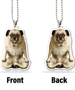 Gearhumans 3D Yoga Pug Lotus Pose Custom Car Hanging