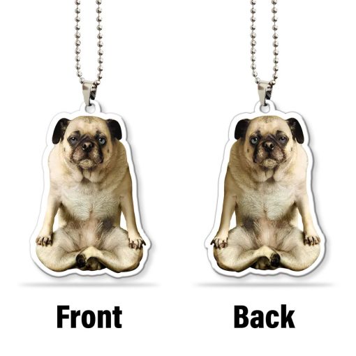 Gearhumans 3D Yoga Pug Lotus Pose Custom Car Hanging