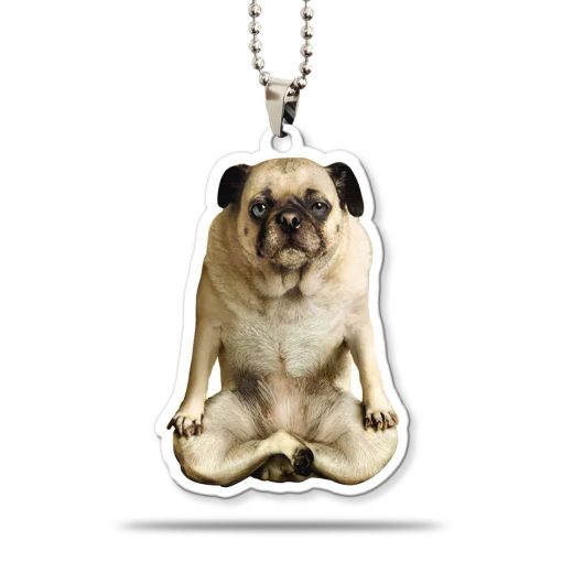 Gearhumans 3D Yoga Pug Lotus Pose Custom Car Hanging - Image 2