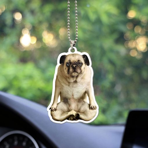Gearhumans 3D Yoga Pug Lotus Pose Custom Car Hanging - Image 7