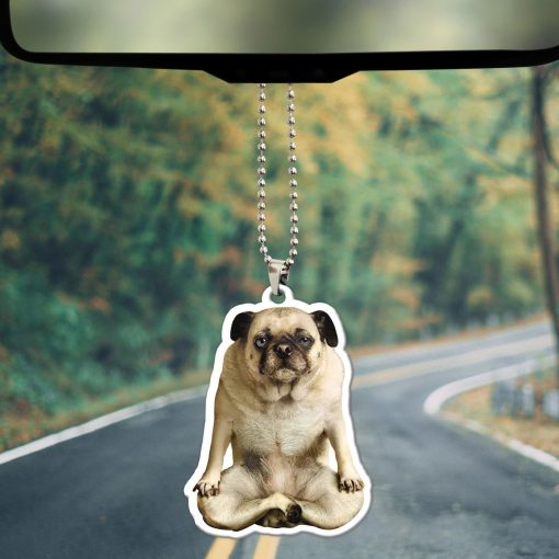 Gearhumans 3D Yoga Pug Lotus Pose Custom Car Hanging - Image 3