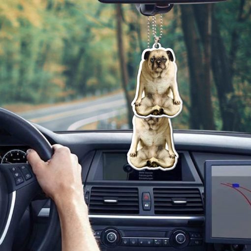 Gearhumans 3D Yoga Pug Lotus Pose Custom Car Hanging - Image 5