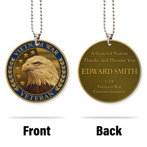 Gearhumans 3D Vietnam Veteran Lapel Pin Custom Name Car Hanging