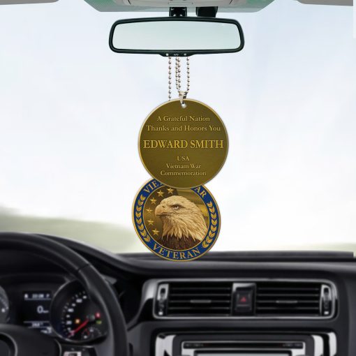 Gearhumans 3D Vietnam Veteran Lapel Pin Custom Name Car Hanging