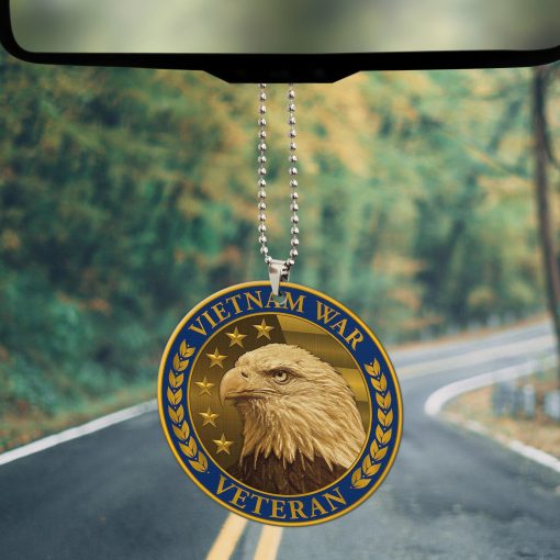 Gearhumans 3D Vietnam Veteran Lapel Pin Custom Name Car Hanging