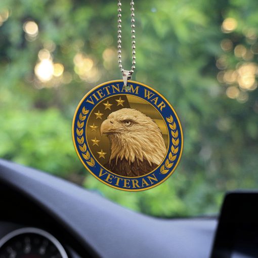 Gearhumans 3D Vietnam Veteran Lapel Pin Custom Name Car Hanging