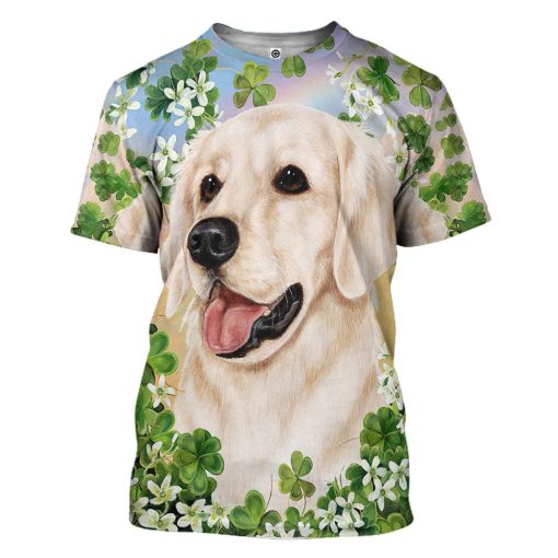 Gearhumans 3D Golden Retriever White St Patricks Day Custom Tshirt Hoodie Apparel - Image 4