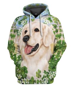 Gearhumans 3D Golden Retriever White St Patricks Day Custom Tshirt Hoodie Apparel