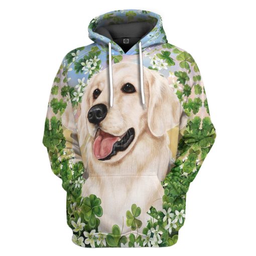 Gearhumans 3D Golden Retriever White St Patricks Day Custom Tshirt Hoodie Apparel