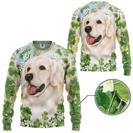 Gearhumans 3D Golden Retriever White St Patricks Day Custom Tshirt Hoodie Apparel - Image 6