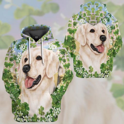 Gearhumans 3D Golden Retriever White St Patricks Day Custom Tshirt Hoodie Apparel - Image 8
