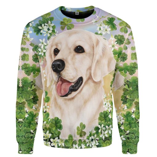 Gearhumans 3D Golden Retriever White St Patricks Day Custom Tshirt Hoodie Apparel - Image 2