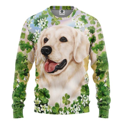Gearhumans 3D Golden Retriever White St Patricks Day Custom Tshirt Hoodie Apparel - Image 3