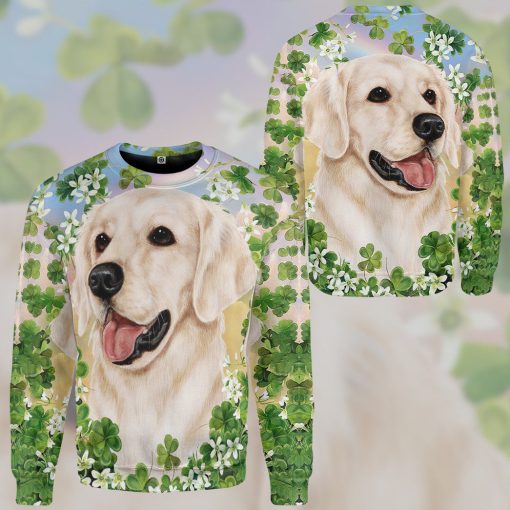 Gearhumans 3D Golden Retriever White St Patricks Day Custom Tshirt Hoodie Apparel - Image 9