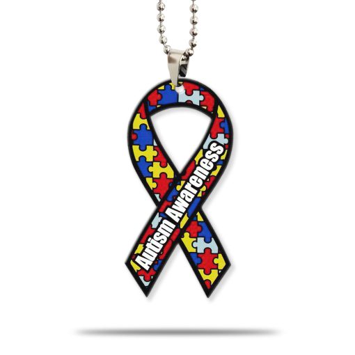 Gearhumans 3D Autism Awareness Ribbon Custom Car Hanging
