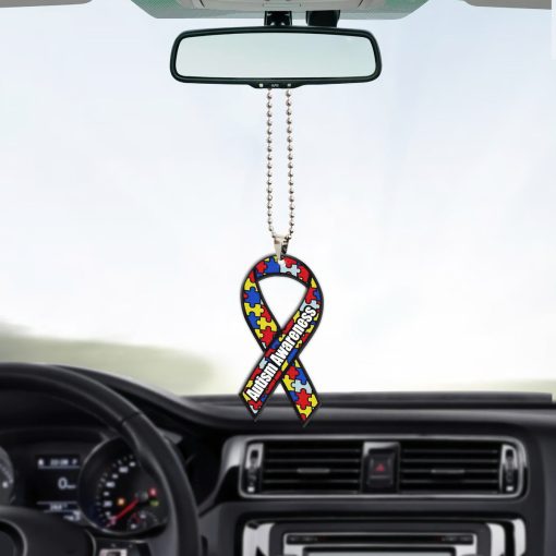 Gearhumans 3D Autism Awareness Ribbon Custom Car Hanging