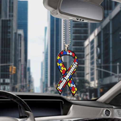 Gearhumans 3D Autism Awareness Ribbon Custom Car Hanging