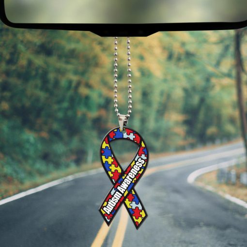 Gearhumans 3D Autism Awareness Ribbon Custom Car Hanging