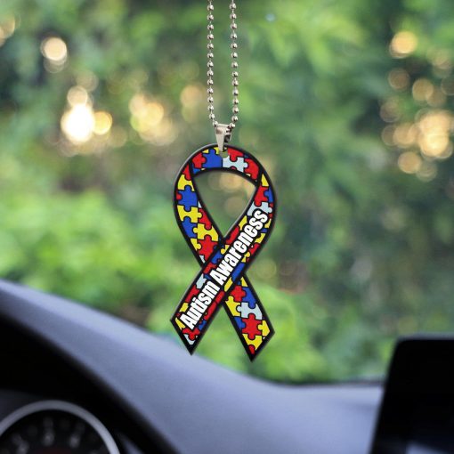 Gearhumans 3D Autism Awareness Ribbon Custom Car Hanging