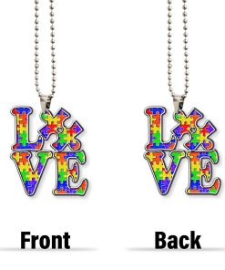 Gearhumans 3D LOVE Autism Awareness Custom Car Hanging