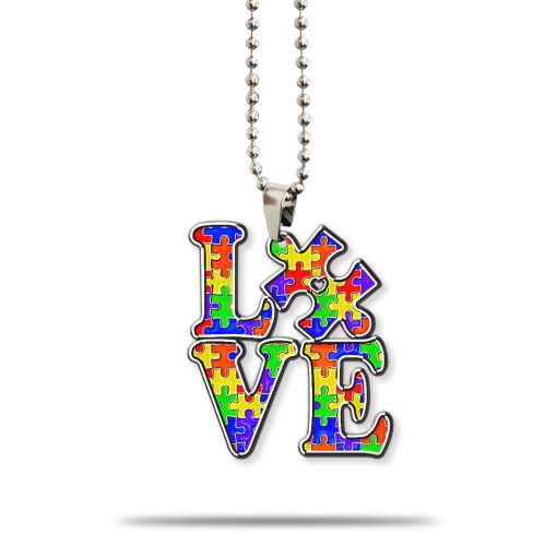 Gearhumans 3D LOVE Autism Awareness Custom Car Hanging