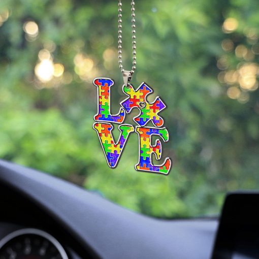 Gearhumans 3D LOVE Autism Awareness Custom Car Hanging