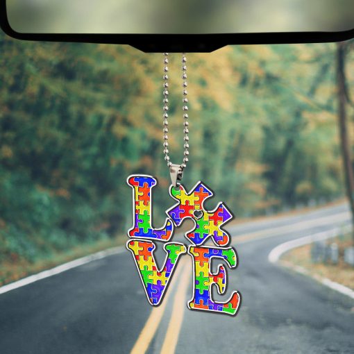 Gearhumans 3D LOVE Autism Awareness Custom Car Hanging