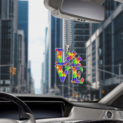 Gearhumans 3D LOVE Autism Awareness Custom Car Hanging
