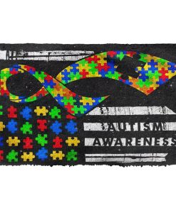 Gearhumans 3D Dino Autism Awareness Custom Doormat