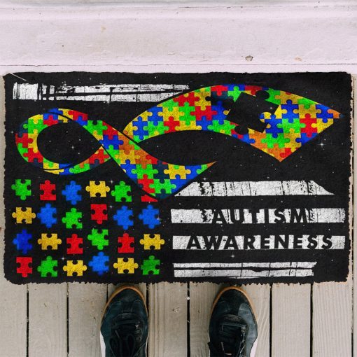 Gearhumans 3D Dino Autism Awareness Custom Doormat - Image 5